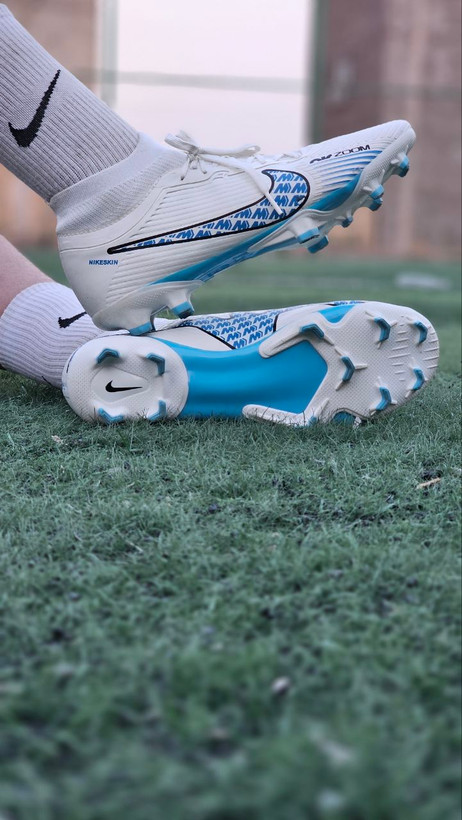 کفش فوتبال ویپور۱۵ سفید آبی Nike vapor15