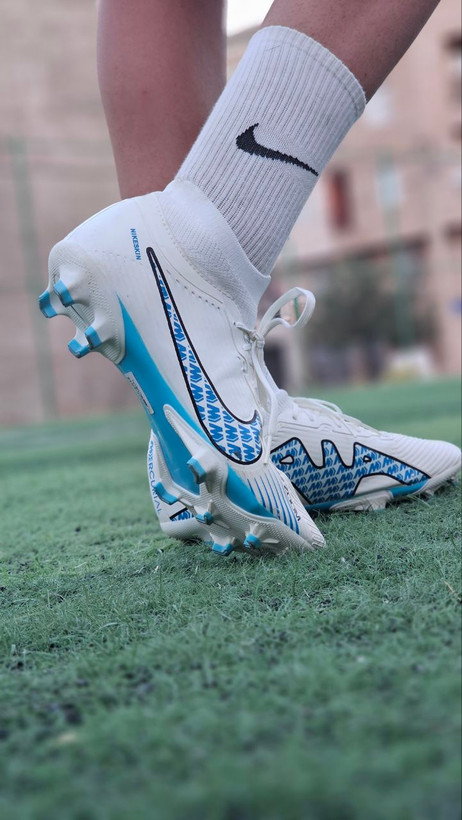 کفش فوتبال ویپور۱۵ سفید آبی Nike vapor15