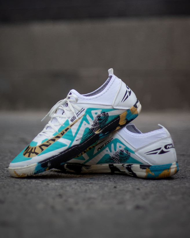 کفش فوتسال نایک ایرزوم سفید آبی Nike Air Zoom