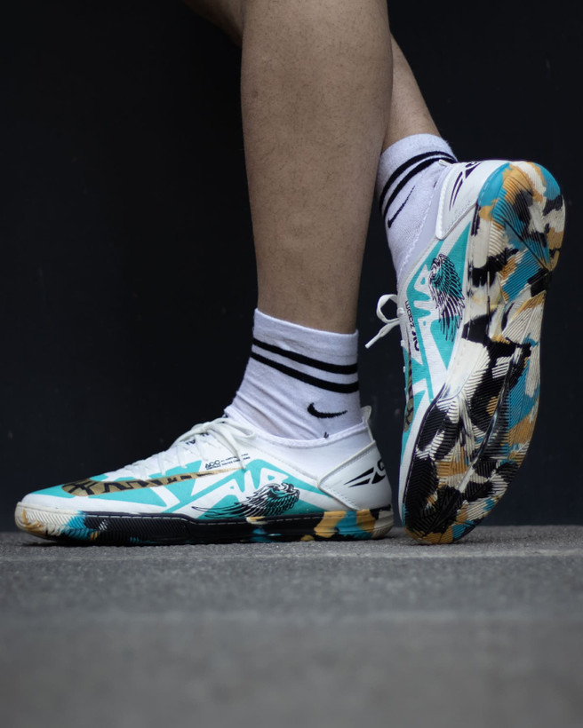 کفش فوتسال نایک ایرزوم سفید آبی Nike Air Zoom