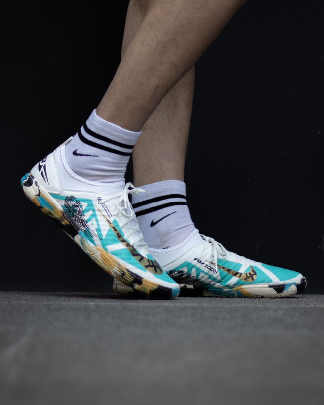 کفش فوتسال نایک ایرزوم سفید آبی Nike Air Zoom