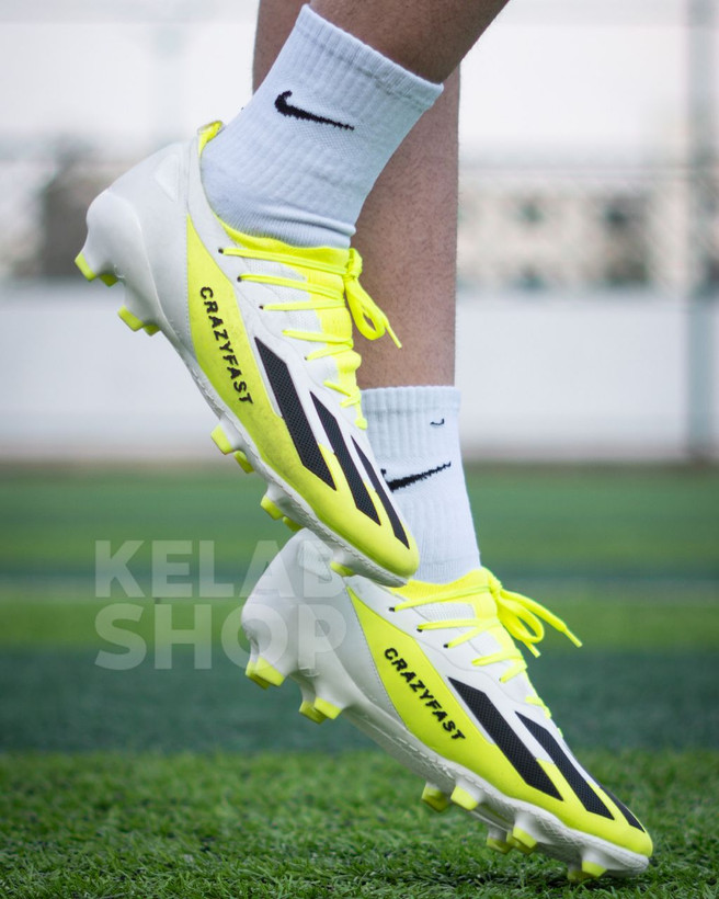کفش فوتبال میکس کریزی فست سفید فسفری Adidas X Crazy Fast