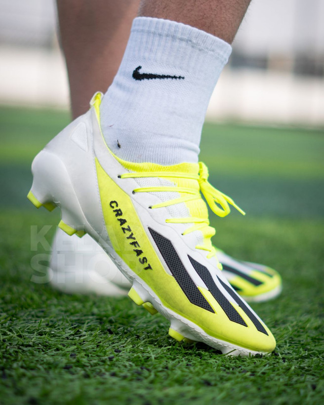 کفش فوتبال میکس کریزی فست سفید فسفری Adidas X Crazy Fast