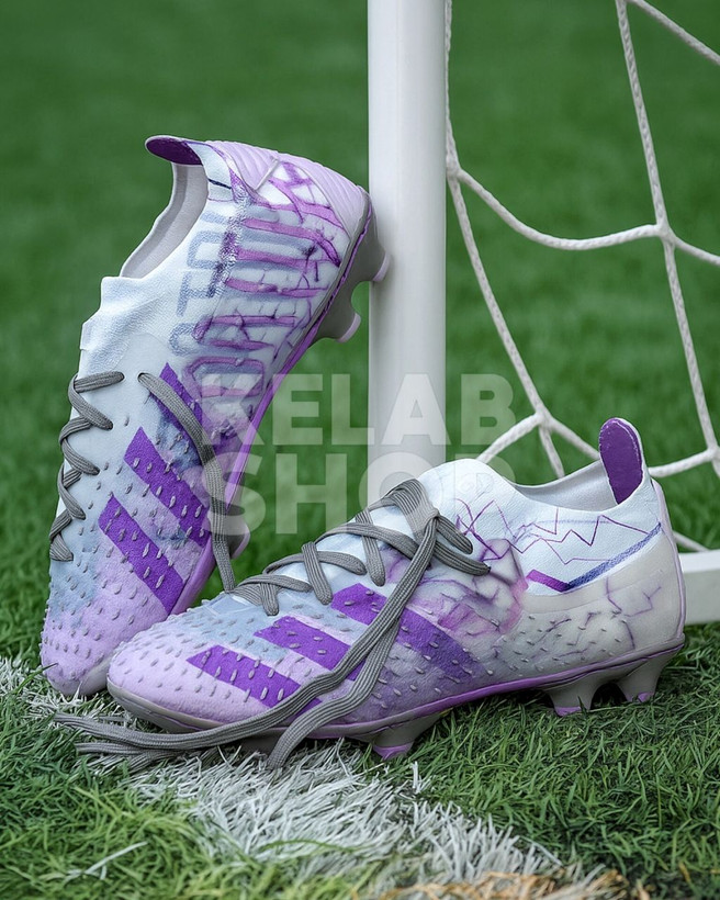 کفش فوتبال آدیداس پردیتور فریک ۲۰۲۴ سفید بنفش Adidas Predator Freak