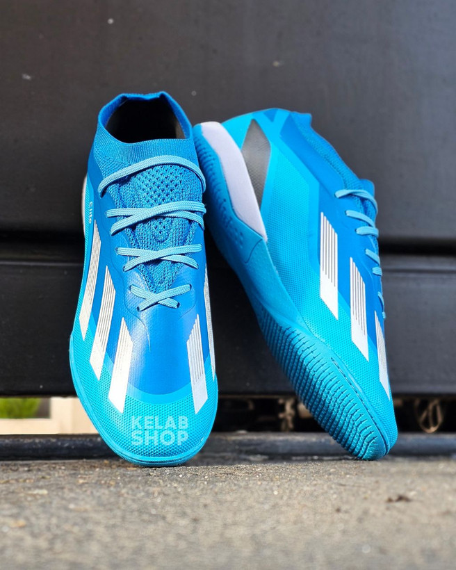 کفش فوتسال آدیداس ایکس کریزی فست آبی فیروزه ای Adidas X crazyfast