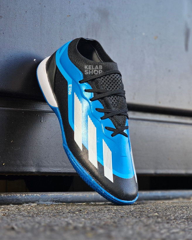 کفش فوتسال آدیداس ایکس کریزی فست مشکی آبی فیروزه ای Adidas X crazyfast
