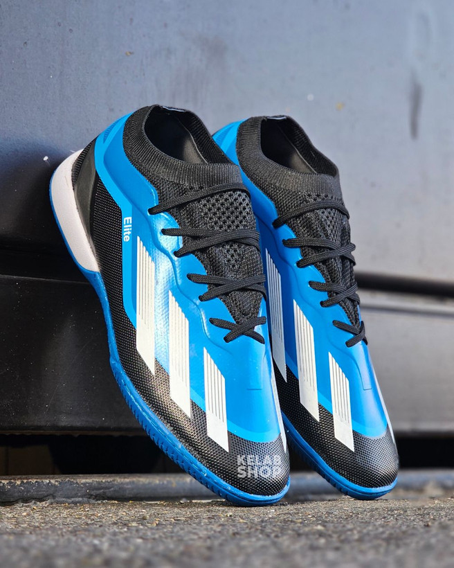 کفش فوتسال آدیداس ایکس کریزی فست مشکی آبی فیروزه ای Adidas X crazyfast