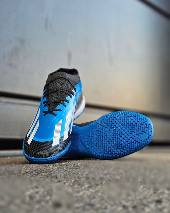 کفش فوتسال آدیداس ایکس کریزی فست مشکی آبی فیروزه ای Adidas X crazyfast