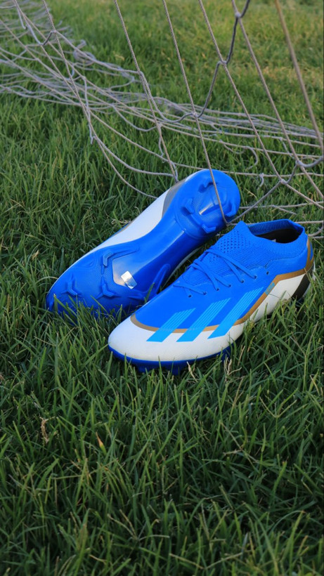 کفش فوتبال آدیداس ایکس کریزی فست سفید آبی Adidas X crazyfast