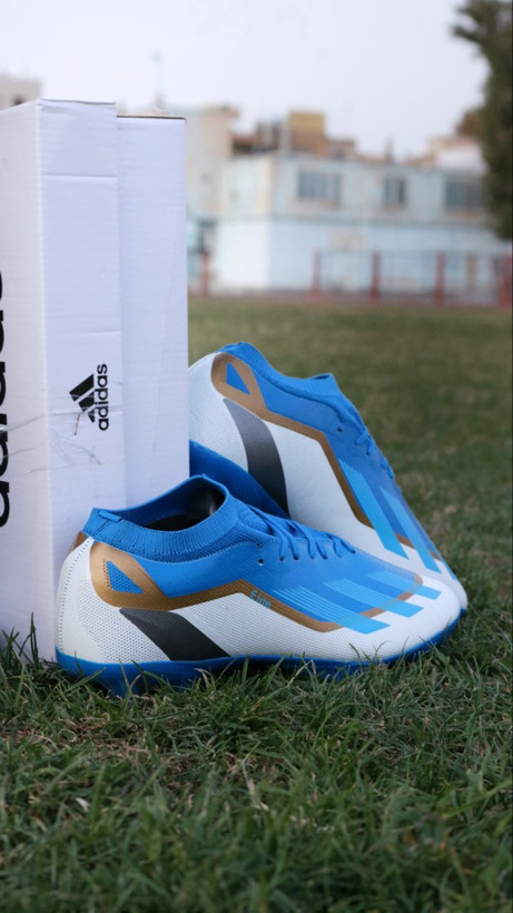 کفش فوتبال آدیداس ایکس کریزی فست سفید آبی Adidas X crazyfast