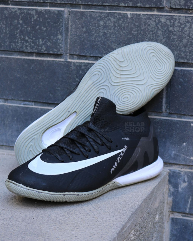 کفش فوتسال نایک ایرزوم مشکی ساقدار Nike Airzoom نایک نقره ای