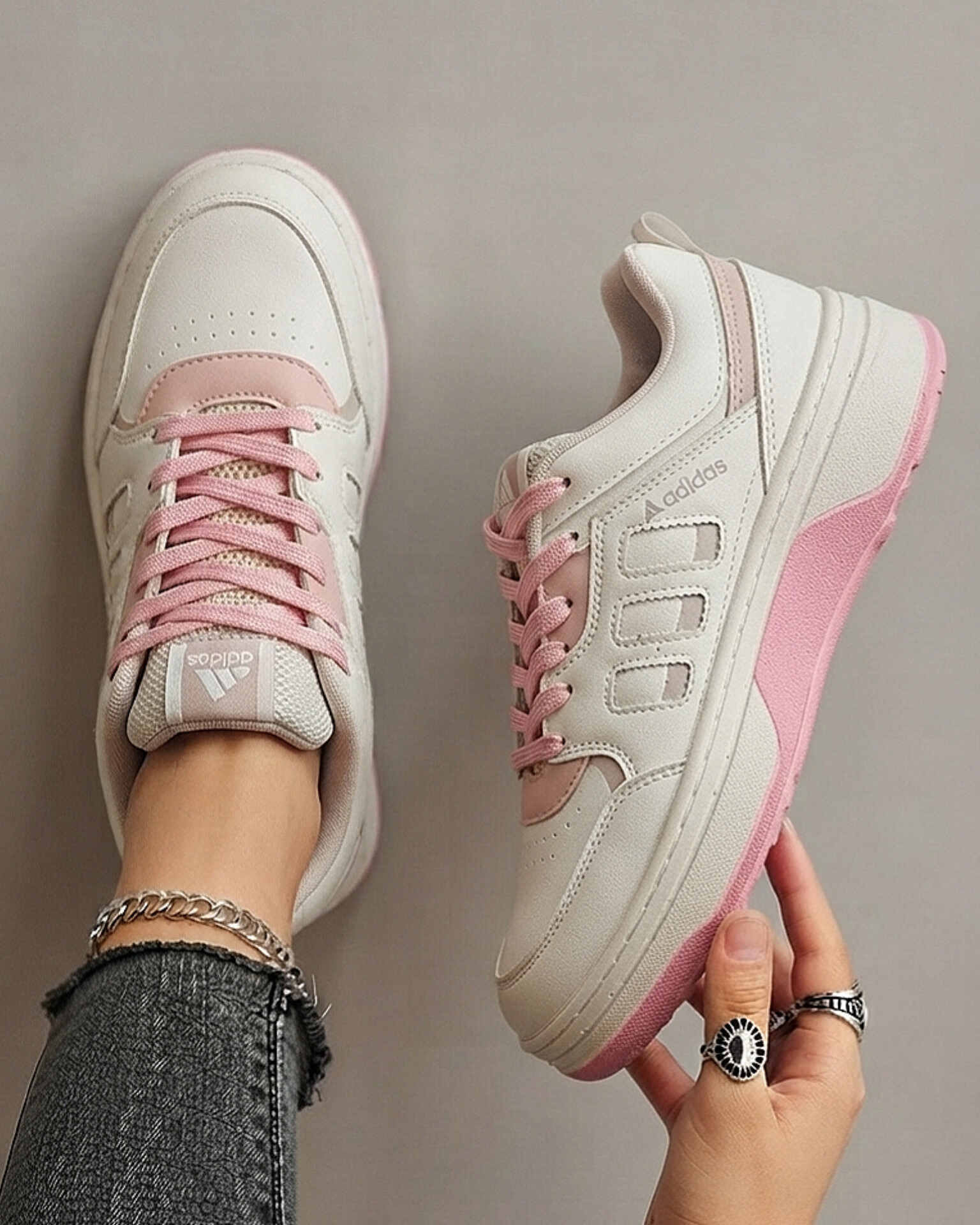 کتانی ونس آدیداس سفید صورتی Adidas vans